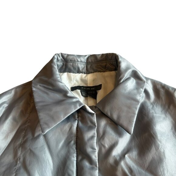 Zara Basic Zip-Down Jacket Coat Dark Grey Casual Warm Lightweight Size Medium - Picture 2 of 10